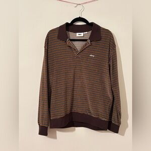 Obey Striped Velour Sweater